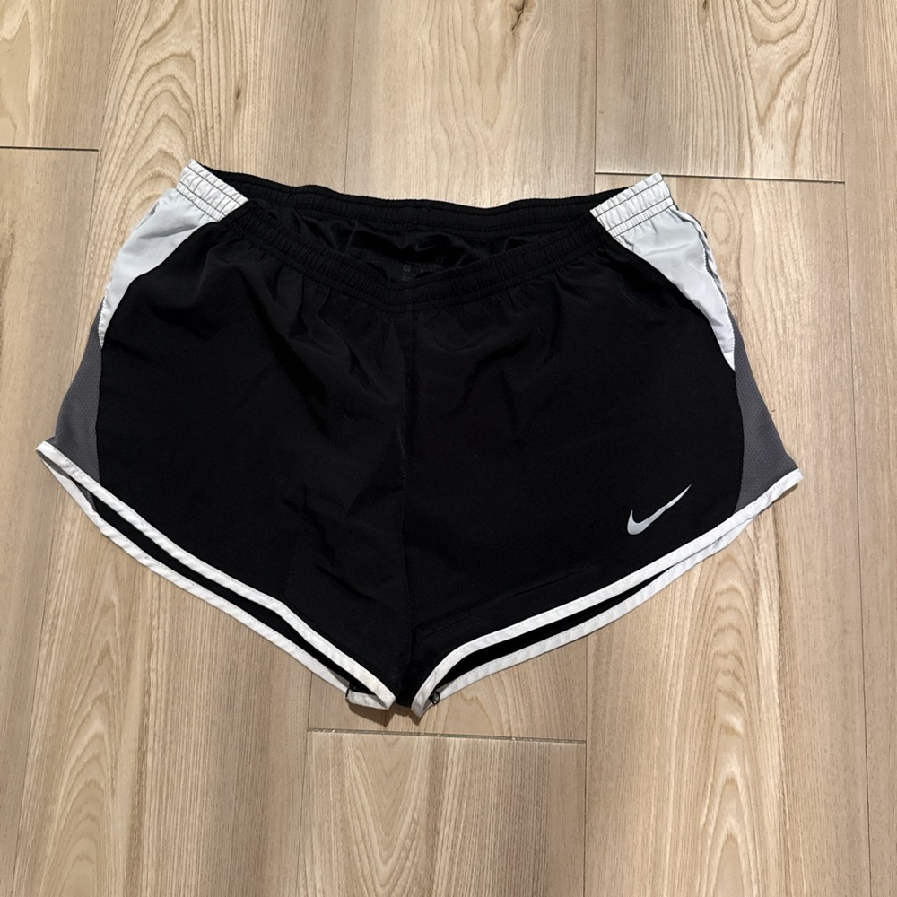 Nike Black and Gray Athletic Shorts with Retro Design